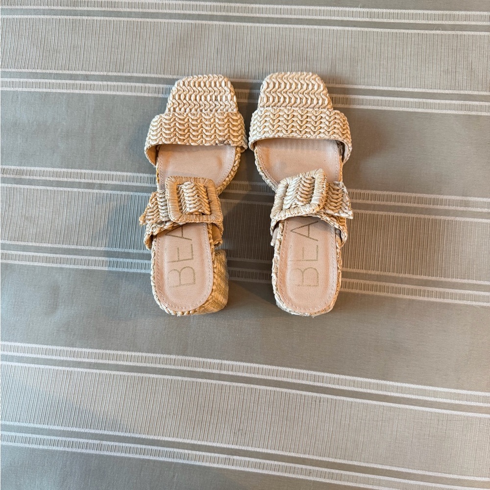 Chic Beige Woven Sandals